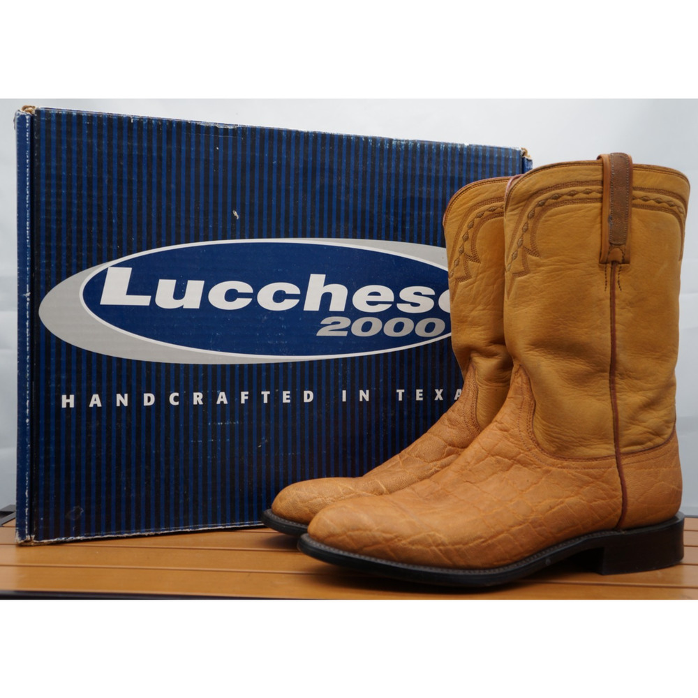 Lucchese 2000 Exotic Honey Brown Elephant “print” size 8.5 D Roper Cowboy Boots